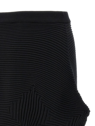 Black Polyester Midi Skirt