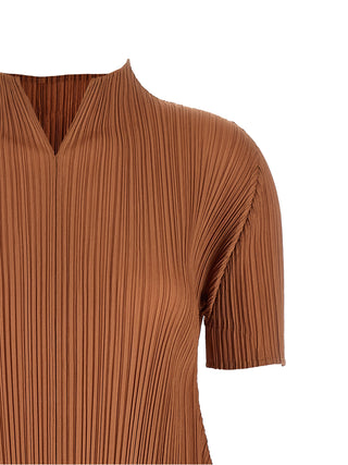 Brown Polyester Midi Dress