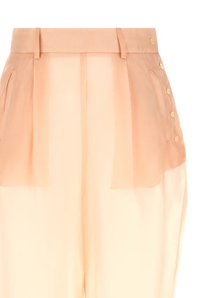 Multicolor Silk Casual Pants