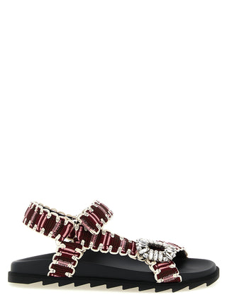 Multicolor Polyester Flat Sandals