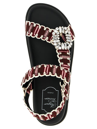 Multicolor Polyester Flat Sandals
