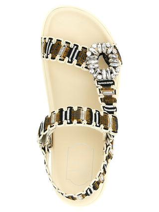 Multicolor Polyester Flat Sandals