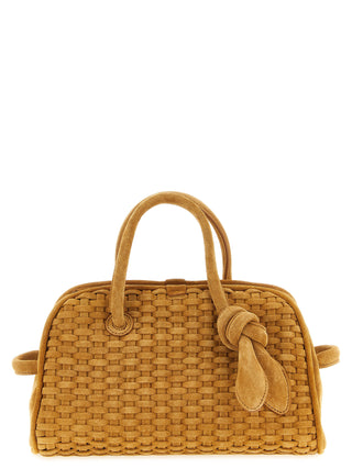 Bolso de mano de piel de becerro beige