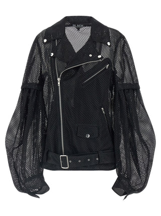 Black Polyester Biker Jacket