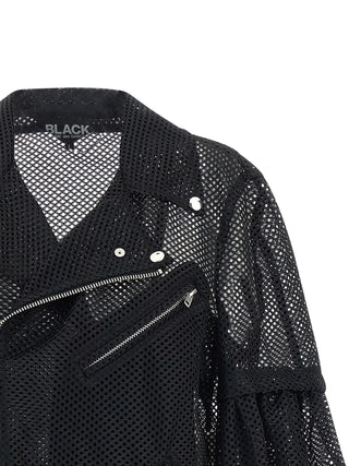 Black Polyester Biker Jacket