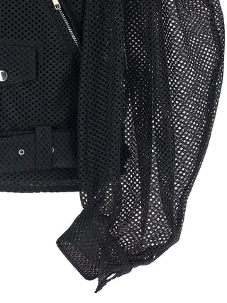 Black Polyester Biker Jacket