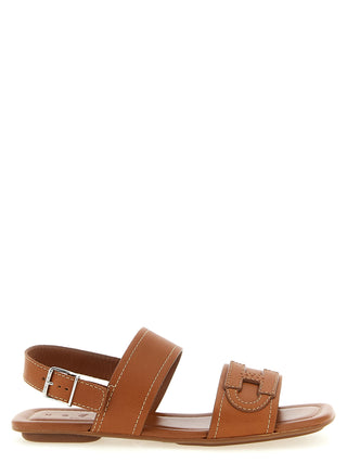Brown Calfskin Flat Sandals