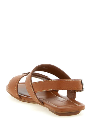 Brown Calfskin Flat Sandals