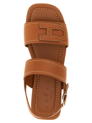 Brown Calfskin Flat Sandals