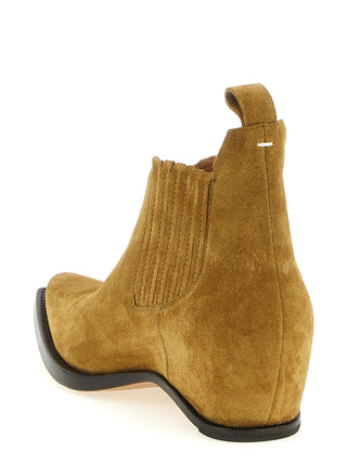 Brown Bovine Leather Ankle Boots