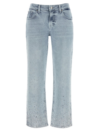 Blue Cotton Straight-Leg Jeans