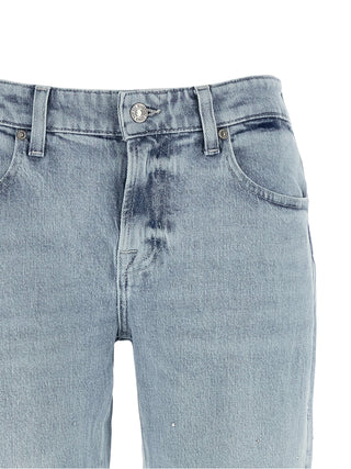 Blue Cotton Straight-Leg Jeans