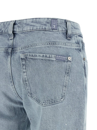Blue Cotton Straight-Leg Jeans