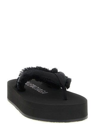 Black Viscose Slides