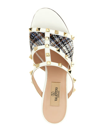 White Polyester Platform Sandals