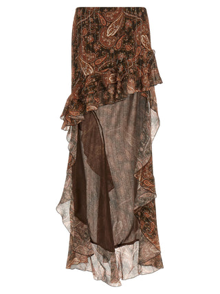 Brown Viscose Mini Skirt