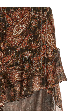 Brown Viscose Mini Skirt