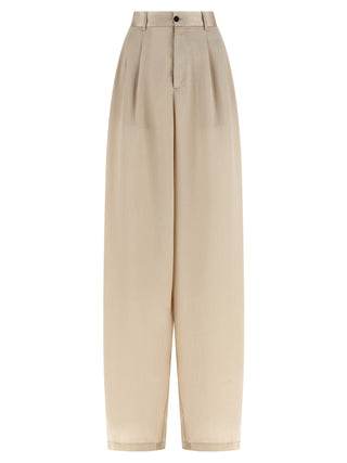 Beige Polyester Casual Pants