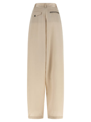 Beige Polyester Casual Pants