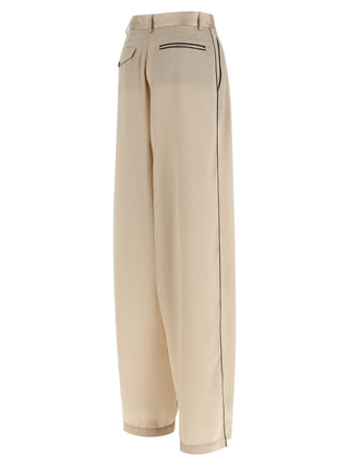 Beige Polyester Casual Pants