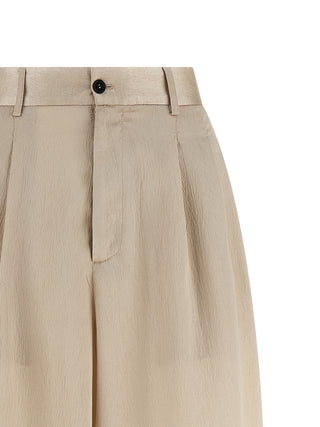 Beige Polyester Casual Pants