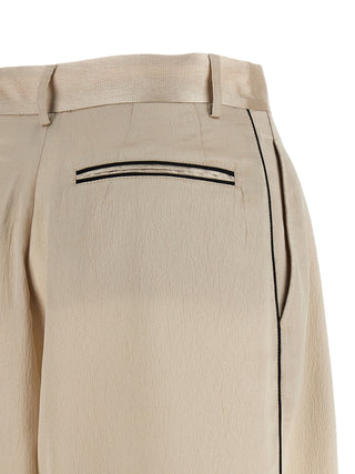 Beige Polyester Casual Pants