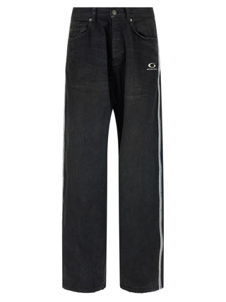 Black Cotton Flared Jeans