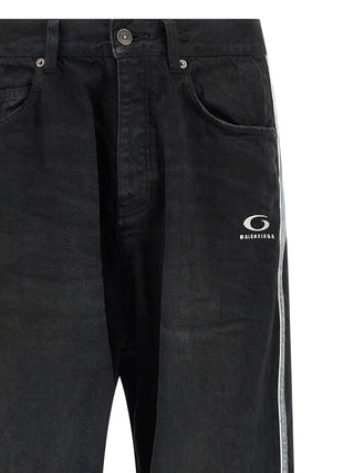 Black Cotton Flared Jeans
