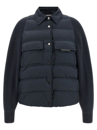 Blue Polyester Full-Length Jacket
