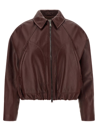 Chaqueta de piel de becerro burdeos