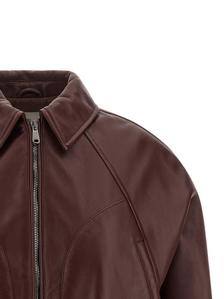 Chaqueta de piel de becerro burdeos