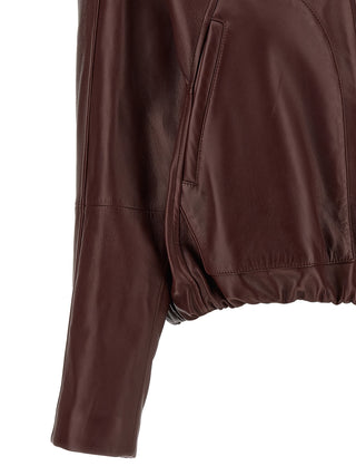 Chaqueta de piel de becerro burdeos