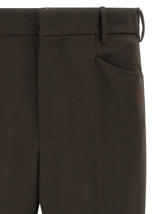 Brown Polyester Casual Pants