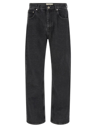 Black Cotton Straight-Leg Jeans