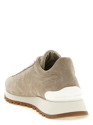 Beige Calfskin Athletic Sneakers