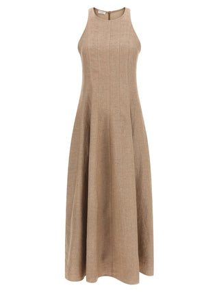 Vestido largo de lino beige