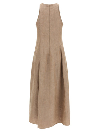 Vestido largo de lino beige