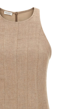 Vestido largo de lino beige
