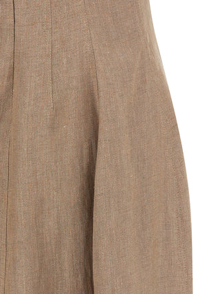 Vestido largo de lino beige
