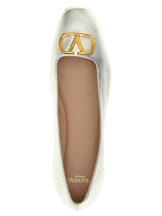 Silver Lamb Leather Ballet Flats