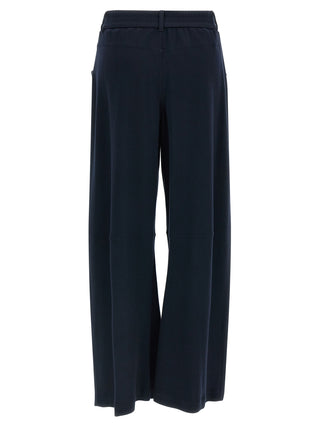 Blue Cotton Casual Pants