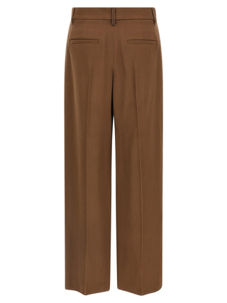 Brown Virgin Wool Casual Pants