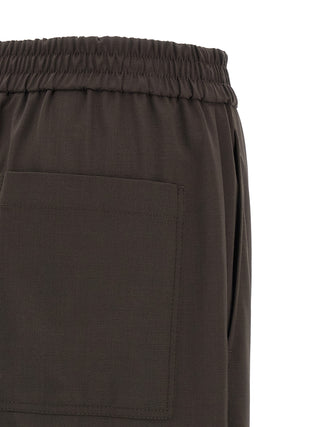 Brown Virgin Wool Casual Pants
