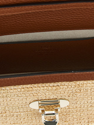 Beige Straw Crossbody Bag