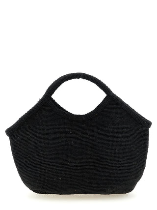 Bolso tote negro de rafia