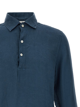 Blue Linen Polo Shirt
