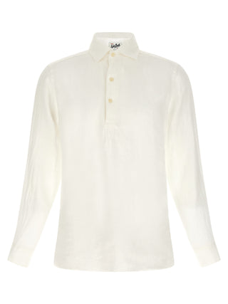 White Linen Polo Shirt
