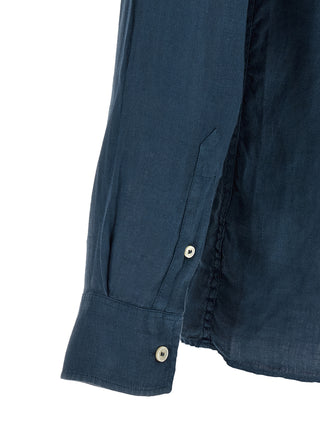 Blue Linen Polo Shirt