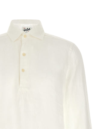 White Linen Polo Shirt