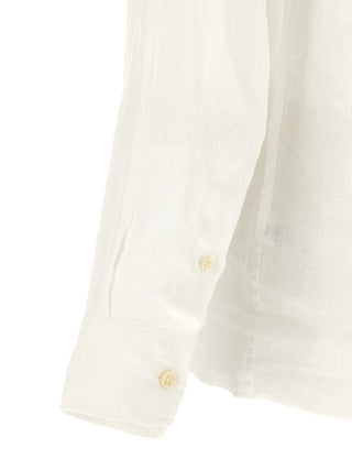 White Linen Polo Shirt